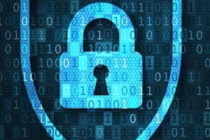Cybersecurity Shield with Lock